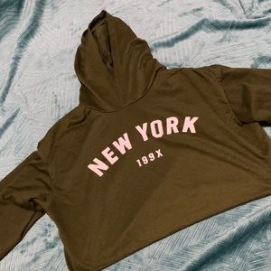 SHEIN Cropped Olive Green Hoodie Size XS